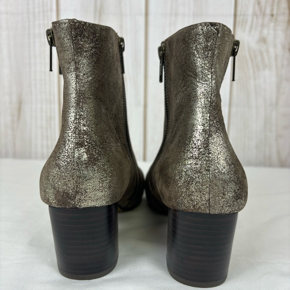 Kenneth Cole Ankle Boots Distressed Brown Silver Metallic Chunky Heel Size 8.5 - Picture 10 of 16
